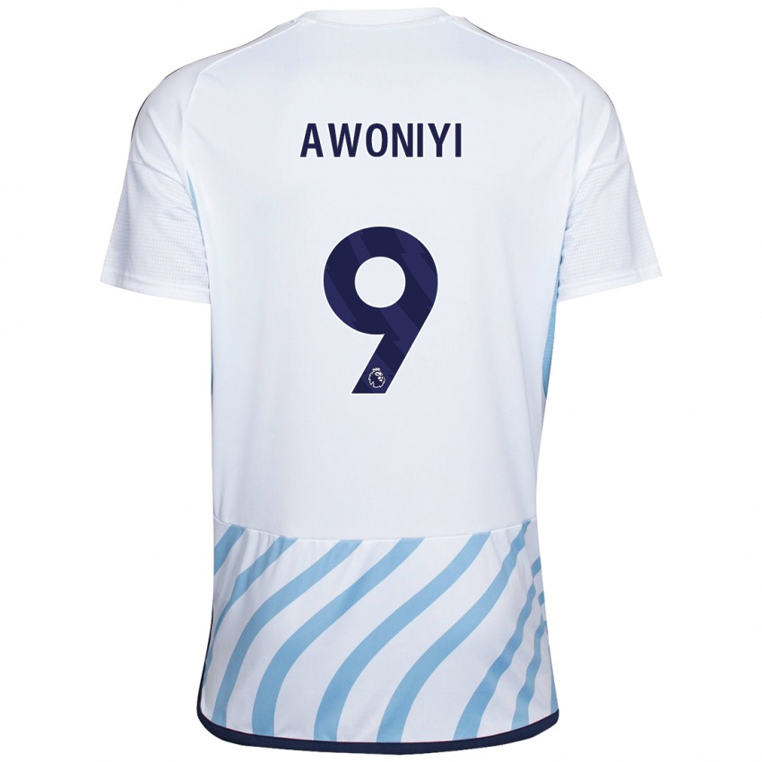 Børn Taiwo Awoniyi #9 Hvid Blå Udebane Spillertrøjer 2023/24 Trøje T-Shirt