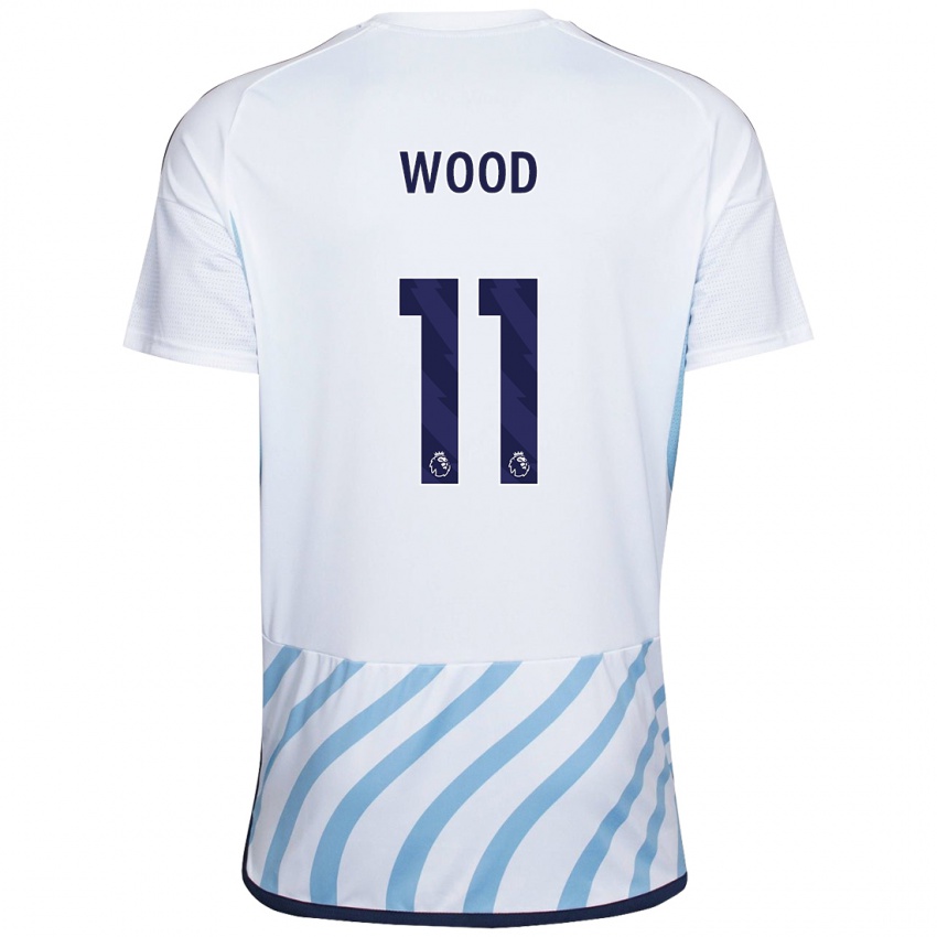 Børn Chris Wood #11 Hvid Blå Udebane Spillertrøjer 2023/24 Trøje T-Shirt