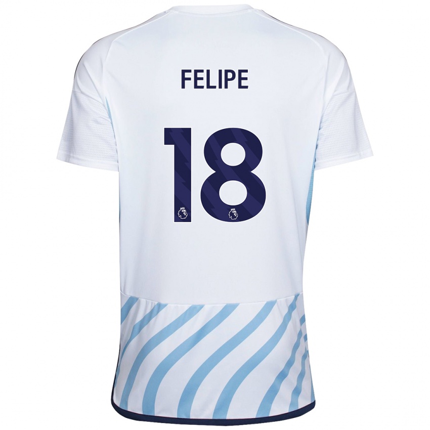 Børn Felipe #18 Hvid Blå Udebane Spillertrøjer 2023/24 Trøje T-Shirt