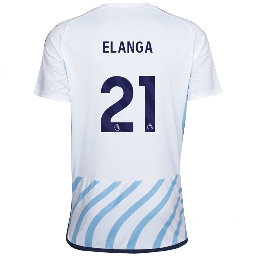 Børn Anthony Elanga #21 Hvid Blå Udebane Spillertrøjer 2023/24 Trøje T-Shirt