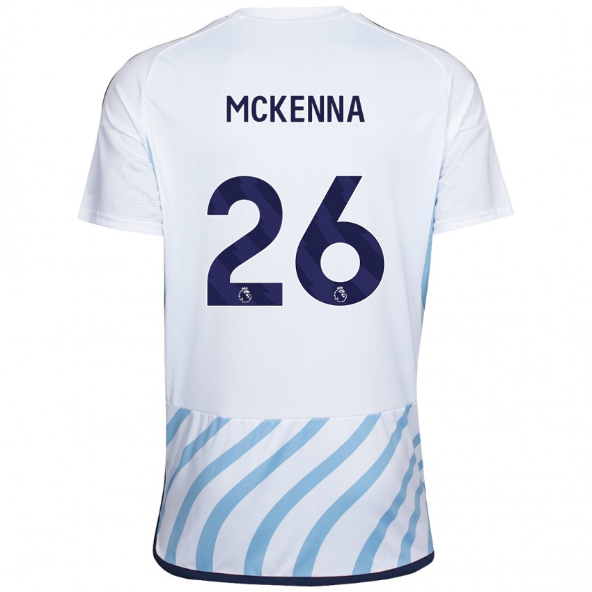 Børn Scott Mckenna #26 Hvid Blå Udebane Spillertrøjer 2023/24 Trøje T-Shirt