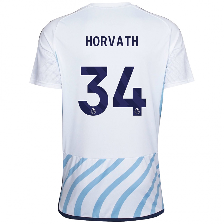 Børn Ethan Horvath #34 Hvid Blå Udebane Spillertrøjer 2023/24 Trøje T-Shirt