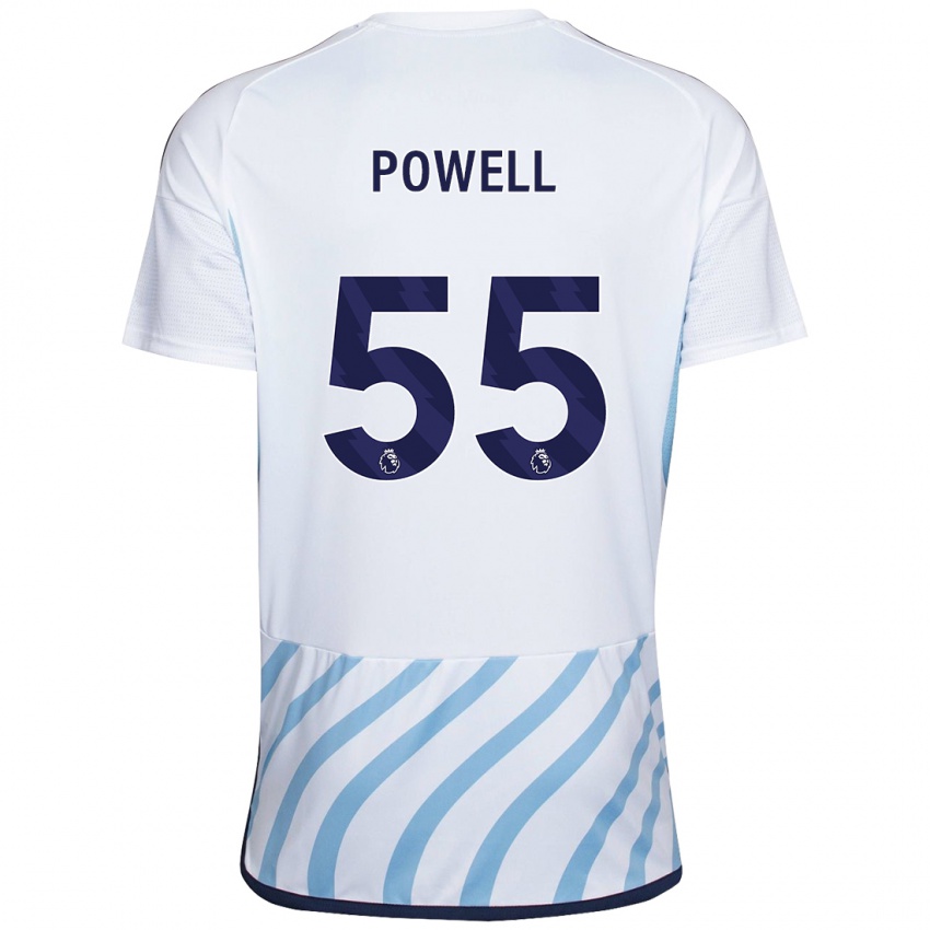 Børn Josh Powell #55 Hvid Blå Udebane Spillertrøjer 2023/24 Trøje T-Shirt