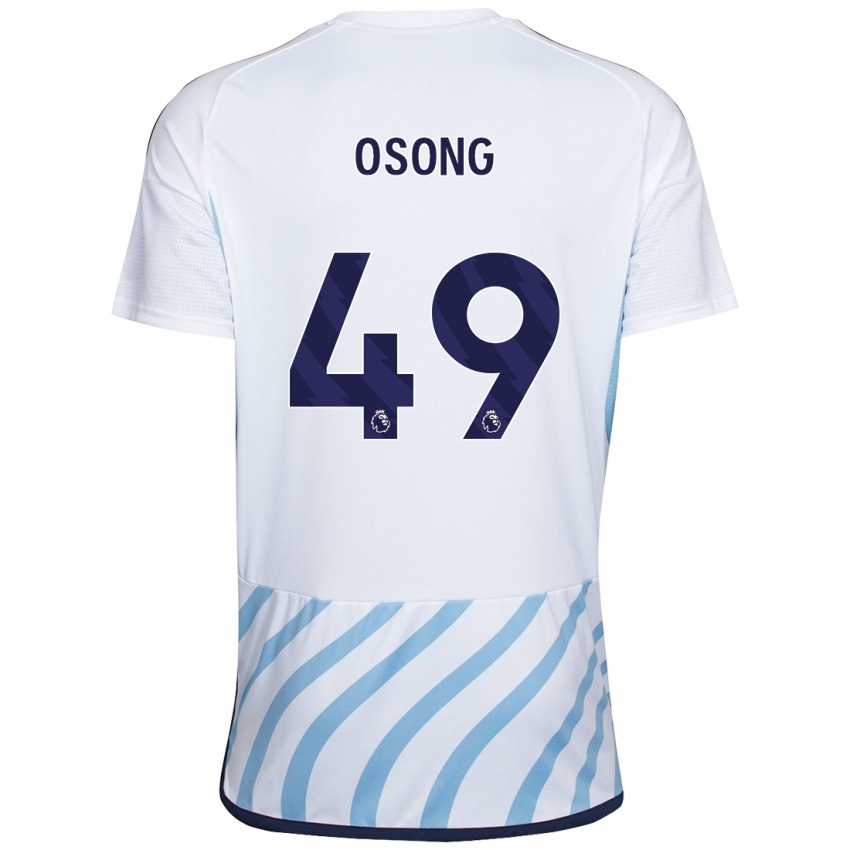 Børn Detlef Esapa Osong #49 Hvid Blå Udebane Spillertrøjer 2023/24 Trøje T-Shirt