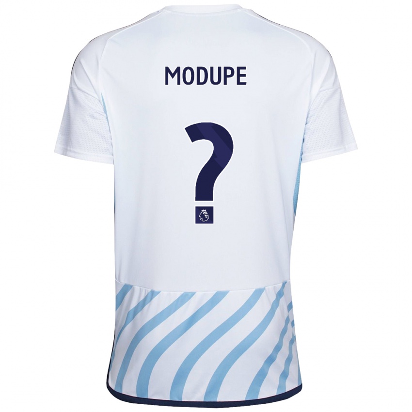 Børn David Modupe #0 Hvid Blå Udebane Spillertrøjer 2023/24 Trøje T-Shirt
