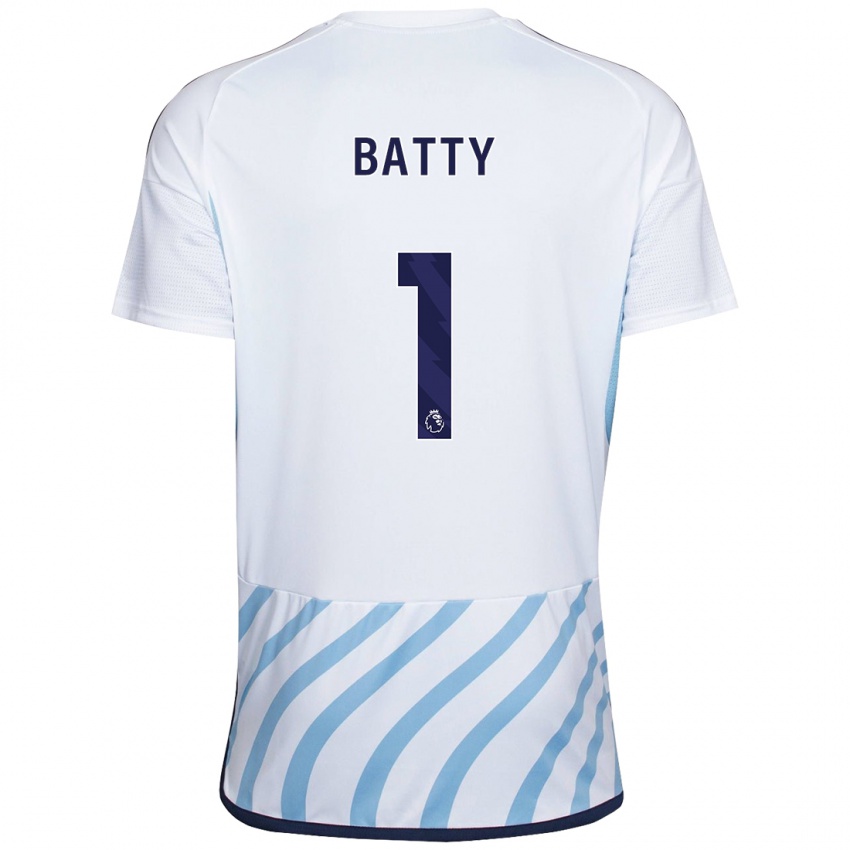 Børn Emily Batty #1 Hvid Blå Udebane Spillertrøjer 2023/24 Trøje T-Shirt