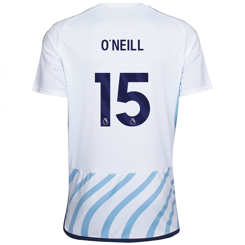 Børn Laura-Jayne O'neill #15 Hvid Blå Udebane Spillertrøjer 2023/24 Trøje T-Shirt