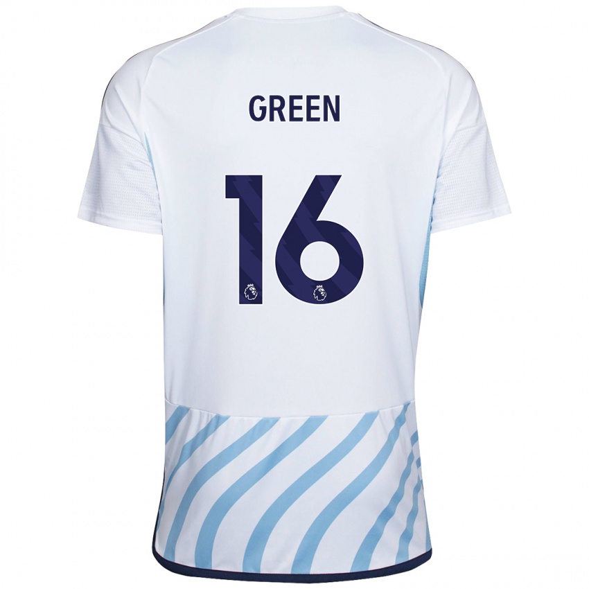 Børn Mollie Green #16 Hvid Blå Udebane Spillertrøjer 2023/24 Trøje T-Shirt