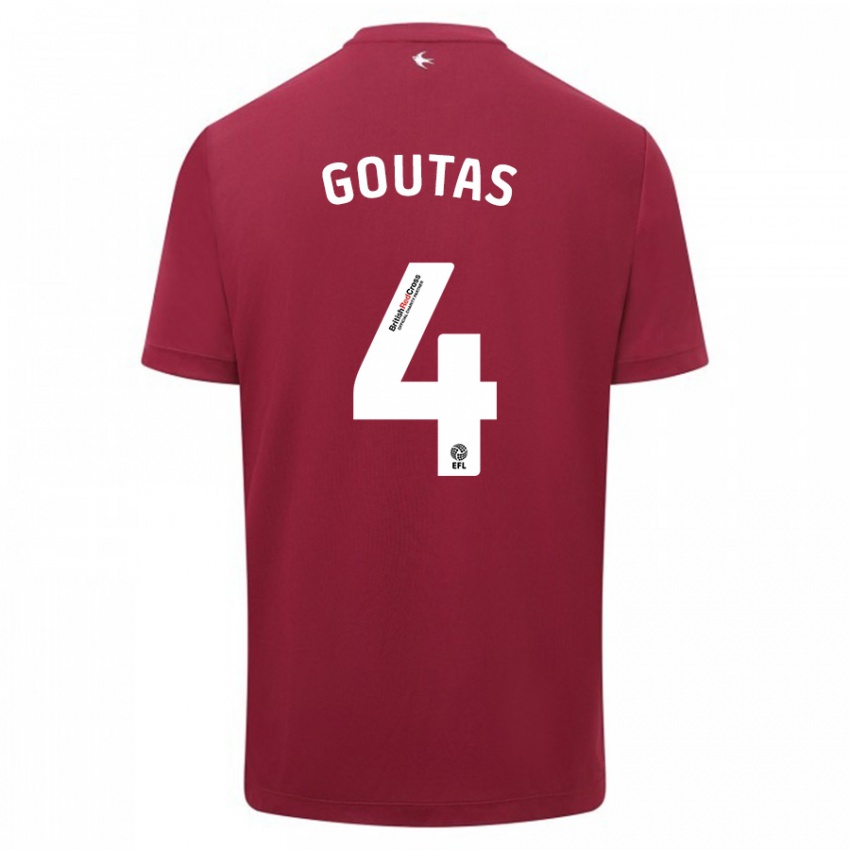 Børn Dimitrios Goutas #4 Rød Udebane Spillertrøjer 2023/24 Trøje T-Shirt