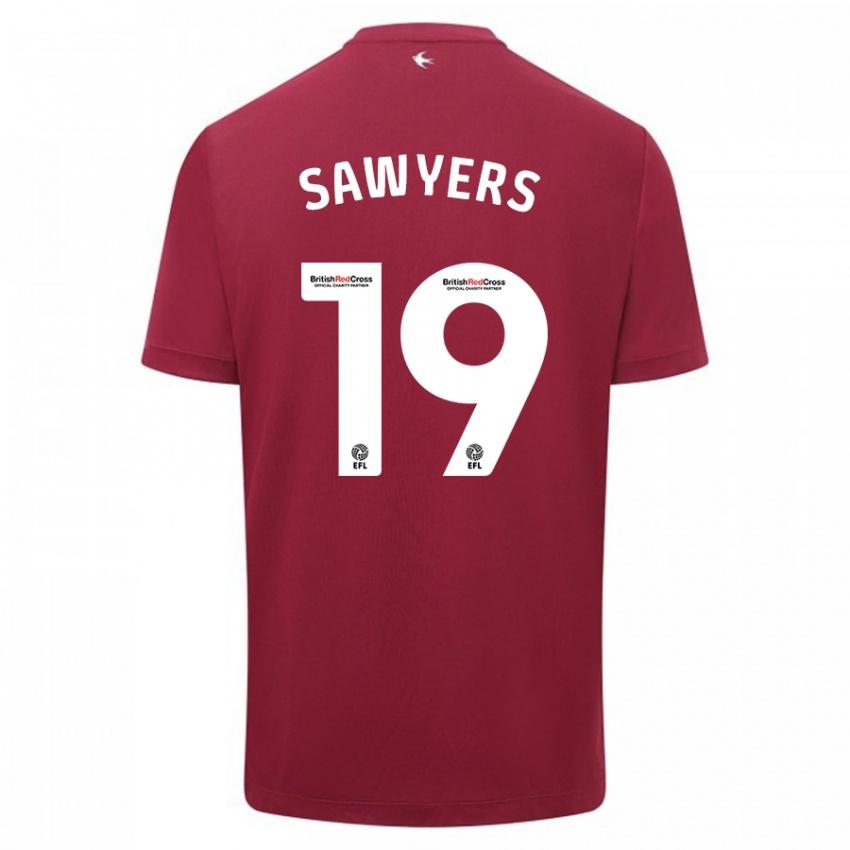 Børn Romaine Sawyers #19 Rød Udebane Spillertrøjer 2023/24 Trøje T-Shirt