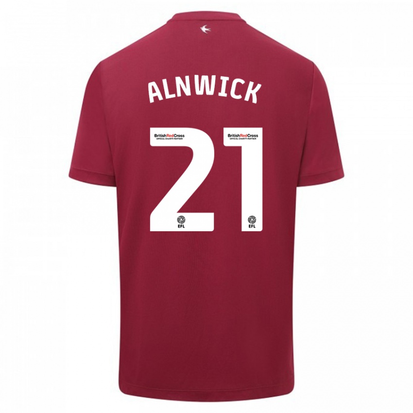 Børn Jak Alnwick #21 Rød Udebane Spillertrøjer 2023/24 Trøje T-Shirt