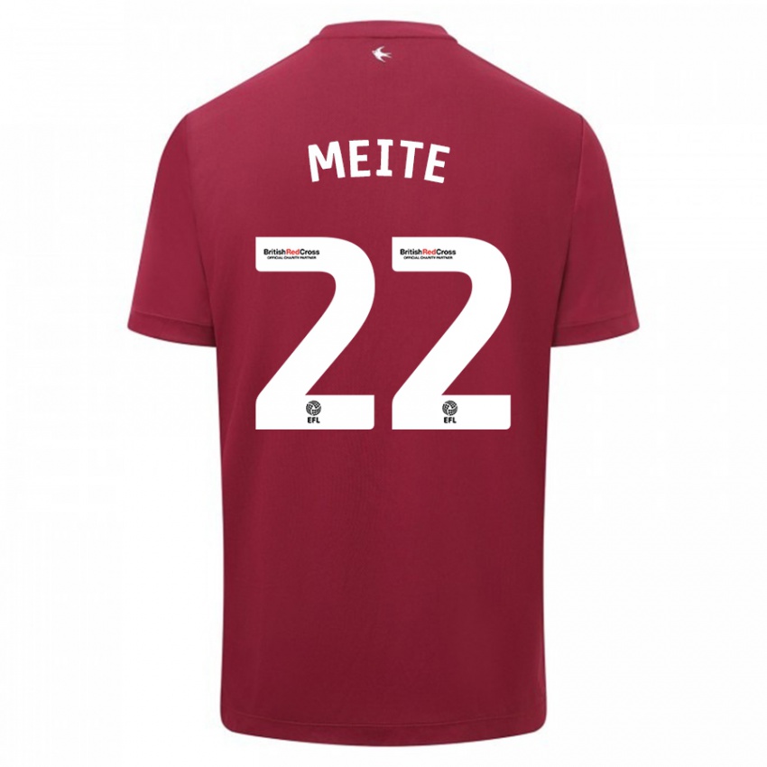 Børn Yakou Méïté #22 Rød Udebane Spillertrøjer 2023/24 Trøje T-Shirt