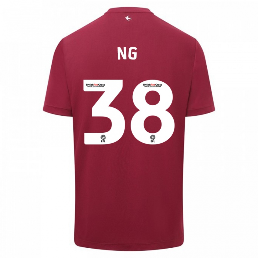 Børn Perry Ng #38 Rød Udebane Spillertrøjer 2023/24 Trøje T-Shirt