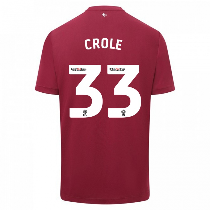 Børn James Crole #33 Rød Udebane Spillertrøjer 2023/24 Trøje T-Shirt