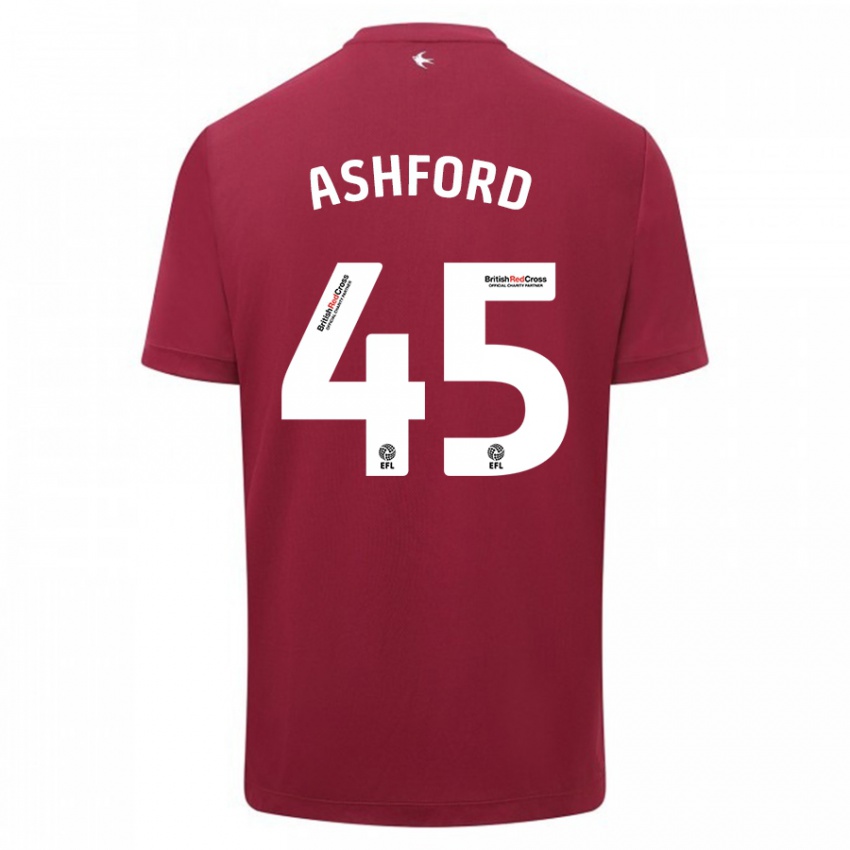 Børn Cian Ashford #45 Rød Udebane Spillertrøjer 2023/24 Trøje T-Shirt