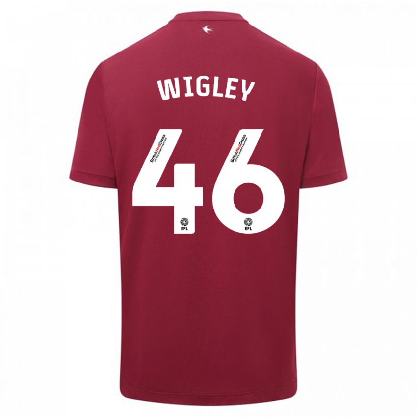 Børn Morgan Wigley #46 Rød Udebane Spillertrøjer 2023/24 Trøje T-Shirt