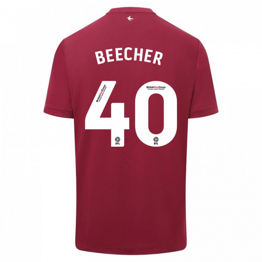 Børn Josh Beecher #40 Rød Udebane Spillertrøjer 2023/24 Trøje T-Shirt