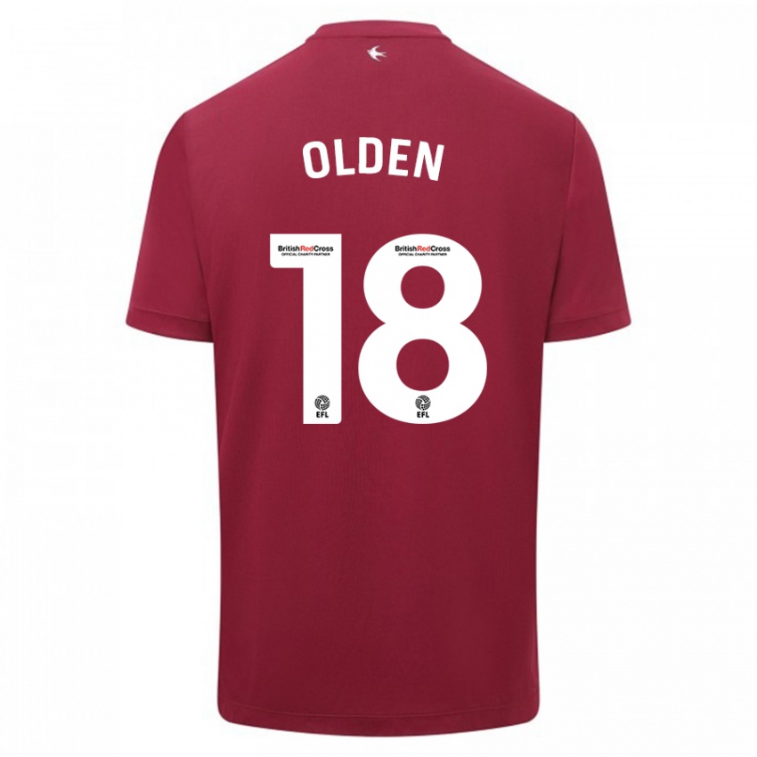 Børn Mackenzie Olden #18 Rød Udebane Spillertrøjer 2023/24 Trøje T-Shirt