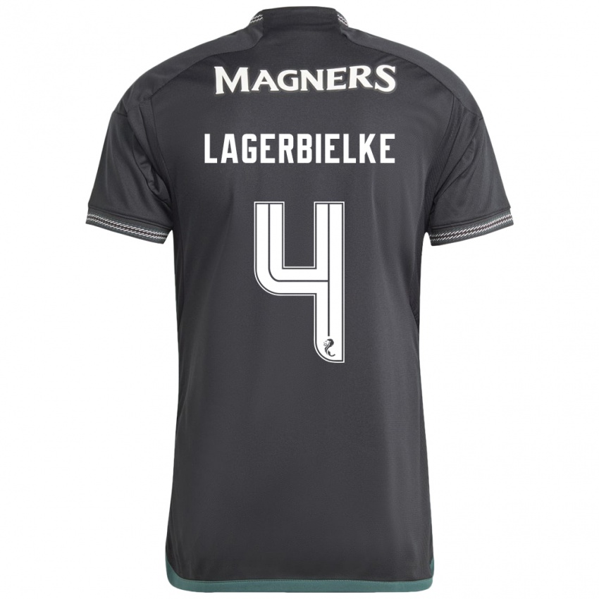 Børn Gustaf Lagerbielke #4 Sort Udebane Spillertrøjer 2023/24 Trøje T-Shirt