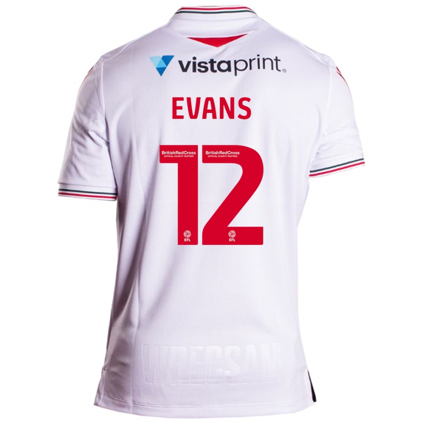 Børn George Evans #12 Hvid Udebane Spillertrøjer 2023/24 Trøje T-Shirt