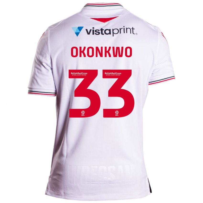 Børn Arthur Okonkwo #33 Hvid Udebane Spillertrøjer 2023/24 Trøje T-Shirt