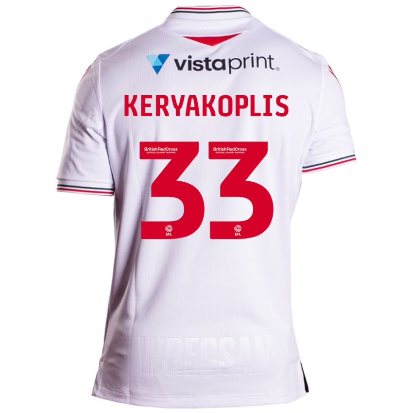 Børn Hannah Keryakoplis #33 Hvid Udebane Spillertrøjer 2023/24 Trøje T-Shirt