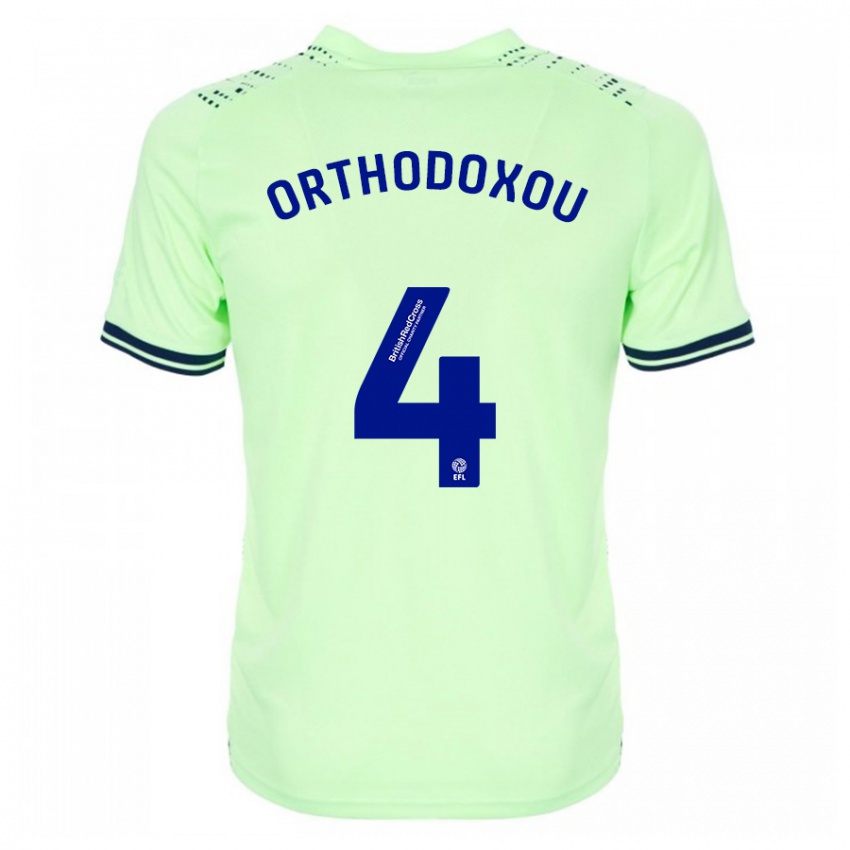 Børn Francesca Orthodoxou #4 Flåde Udebane Spillertrøjer 2023/24 Trøje T-Shirt