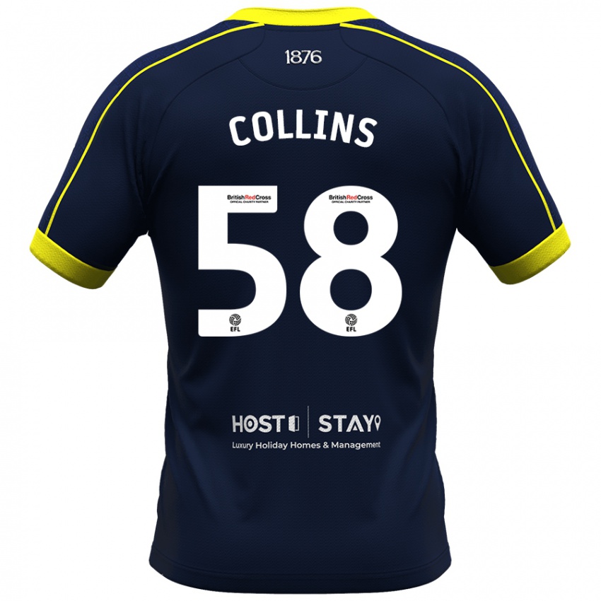 Børn Sam Collins #58 Flåde Udebane Spillertrøjer 2023/24 Trøje T-Shirt