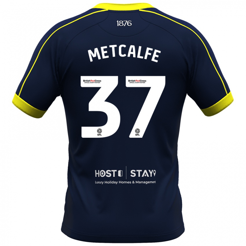 Børn Max Metcalfe #37 Flåde Udebane Spillertrøjer 2023/24 Trøje T-Shirt