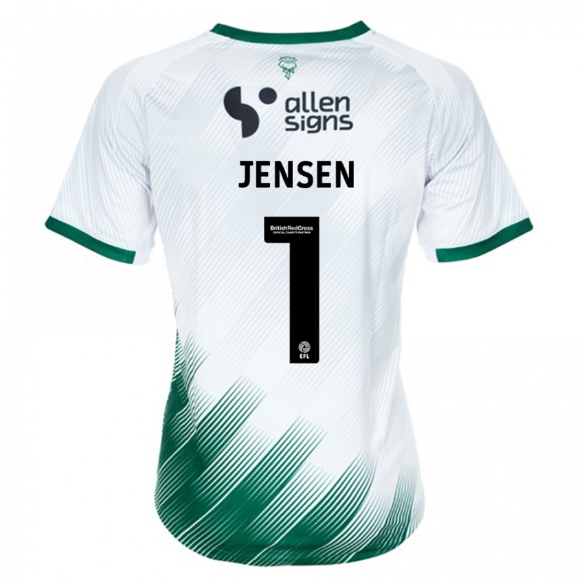 Børn Lukas Jensen #1 Hvid Udebane Spillertrøjer 2023/24 Trøje T-Shirt