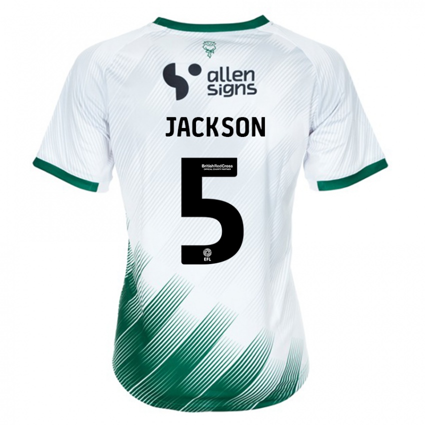 Børn Adam Jackson #5 Hvid Udebane Spillertrøjer 2023/24 Trøje T-Shirt