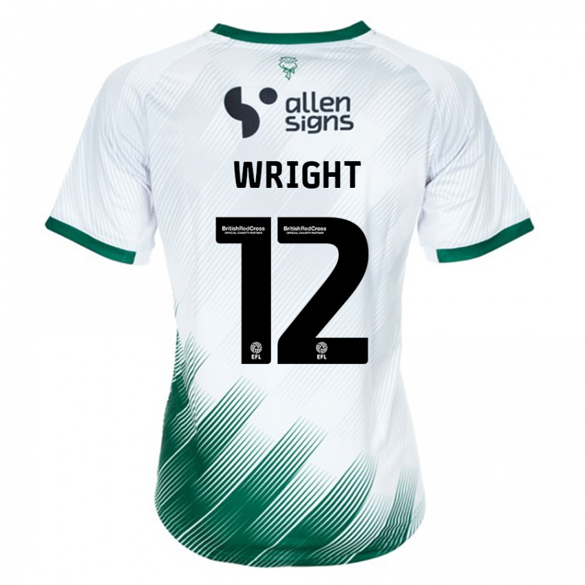 Børn Jordan Wright #12 Hvid Udebane Spillertrøjer 2023/24 Trøje T-Shirt