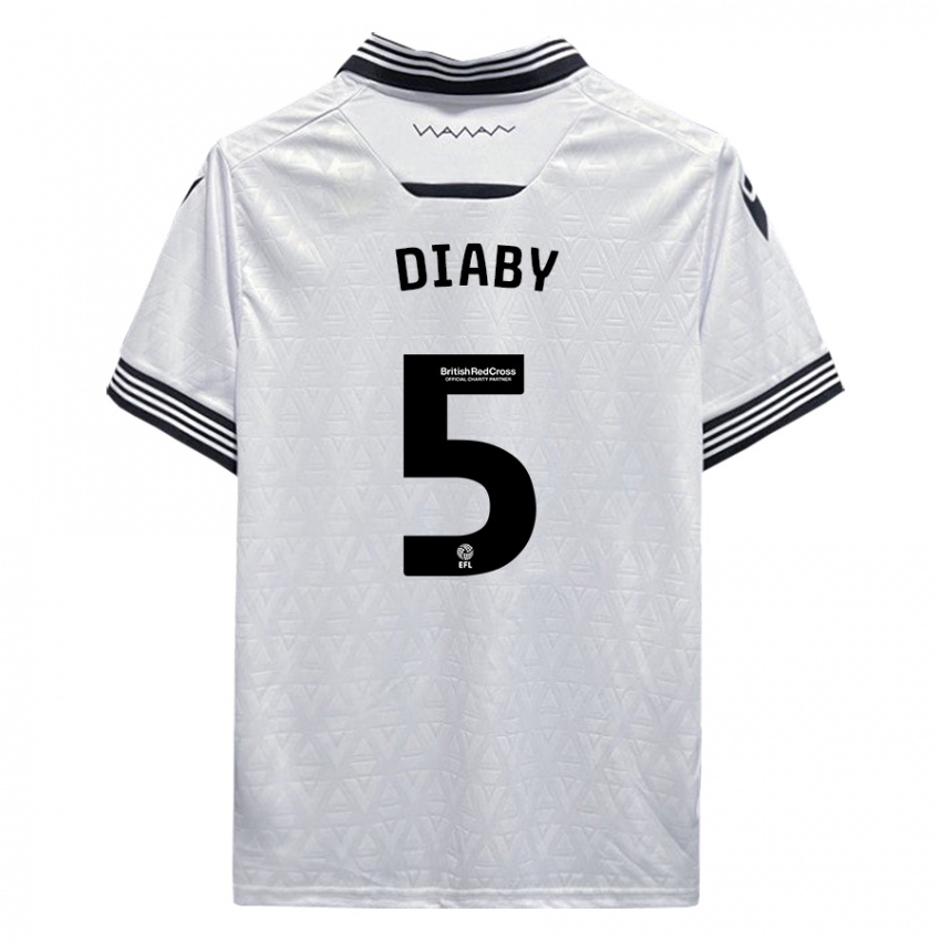 Børn Bambo Diaby #5 Hvid Udebane Spillertrøjer 2023/24 Trøje T-Shirt