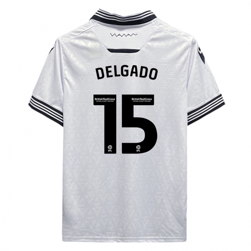 Børn Juan Delgado #15 Hvid Udebane Spillertrøjer 2023/24 Trøje T-Shirt