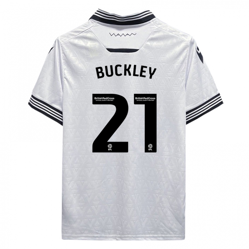 Børn John Buckley #21 Hvid Udebane Spillertrøjer 2023/24 Trøje T-Shirt