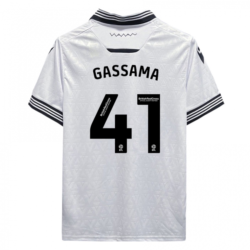 Børn Djeidi Gassama #41 Hvid Udebane Spillertrøjer 2023/24 Trøje T-Shirt