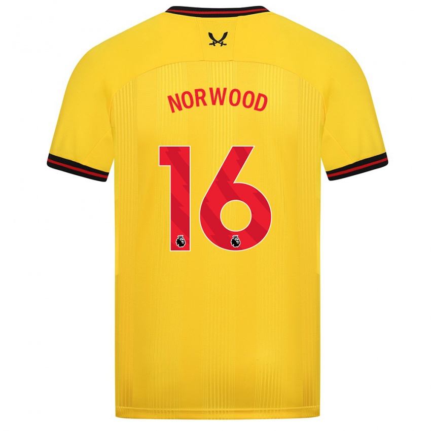 Børn Oliver Norwood #16 Gul Udebane Spillertrøjer 2023/24 Trøje T-Shirt