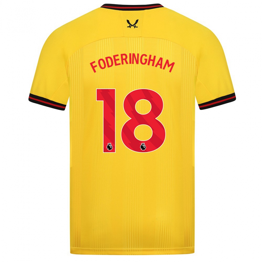 Børn Wes Foderingham #18 Gul Udebane Spillertrøjer 2023/24 Trøje T-Shirt