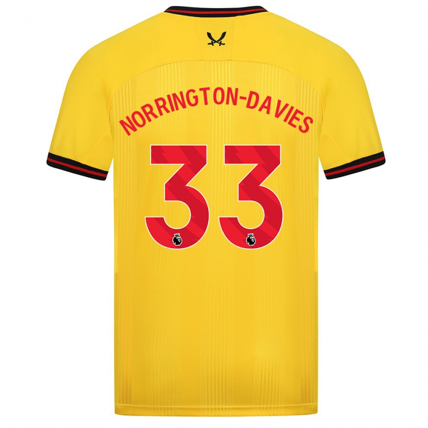 Børn Rhys Norrington-Davies #33 Gul Udebane Spillertrøjer 2023/24 Trøje T-Shirt