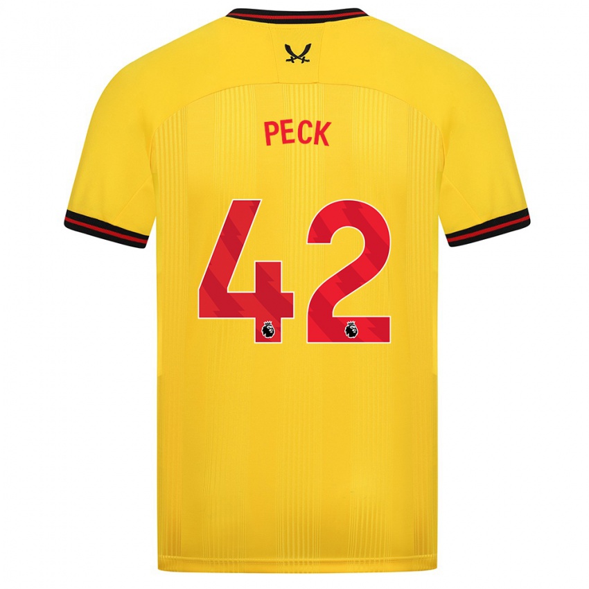 Børn Sydie Peck #42 Gul Udebane Spillertrøjer 2023/24 Trøje T-Shirt