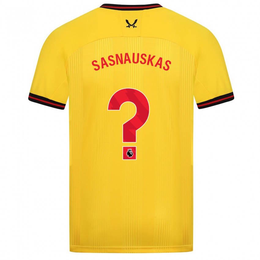 Børn Dovydas Sasnauskas #0 Gul Udebane Spillertrøjer 2023/24 Trøje T-Shirt