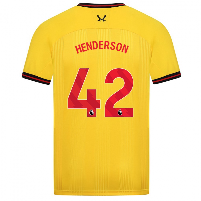 Børn Peyton Henderson #42 Gul Udebane Spillertrøjer 2023/24 Trøje T-Shirt