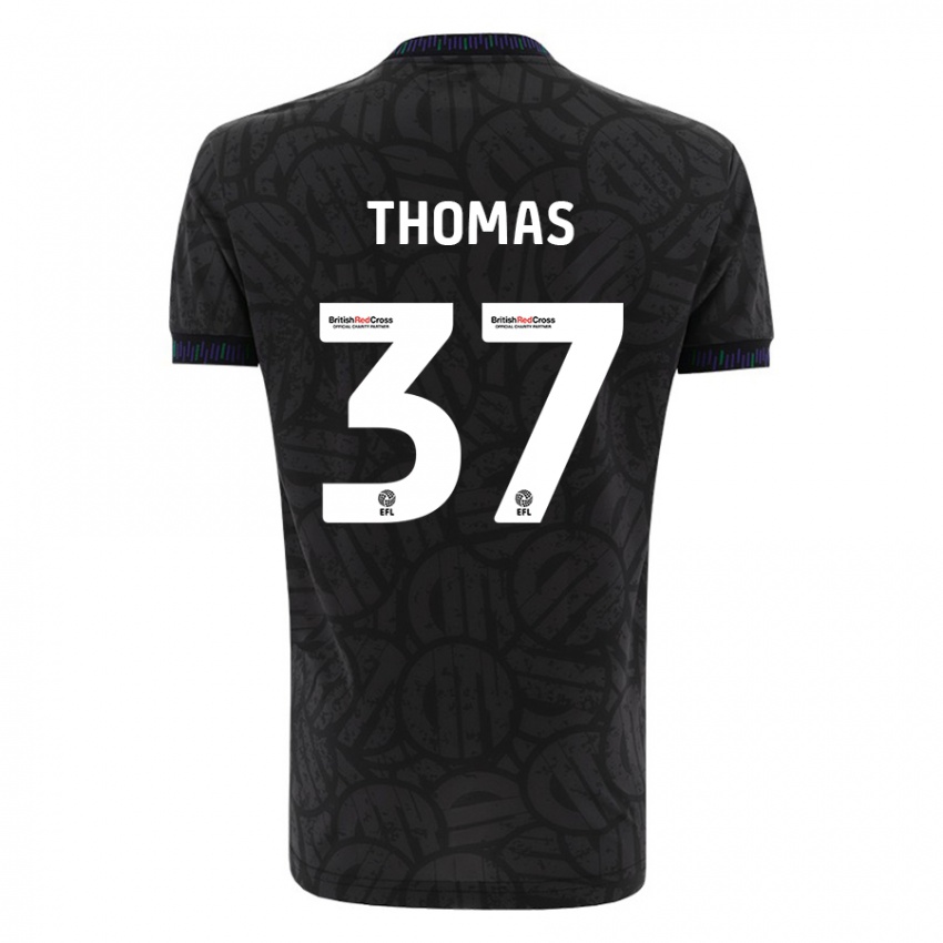 Børn Olly Thomas #37 Sort Udebane Spillertrøjer 2023/24 Trøje T-Shirt