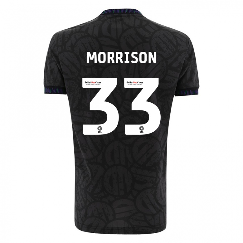 Børn Elijah Morrison #33 Sort Udebane Spillertrøjer 2023/24 Trøje T-Shirt