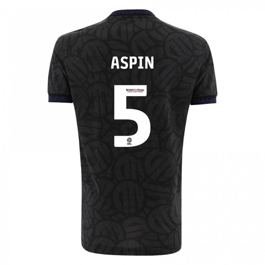 Børn Brooke Aspin #5 Sort Udebane Spillertrøjer 2023/24 Trøje T-Shirt