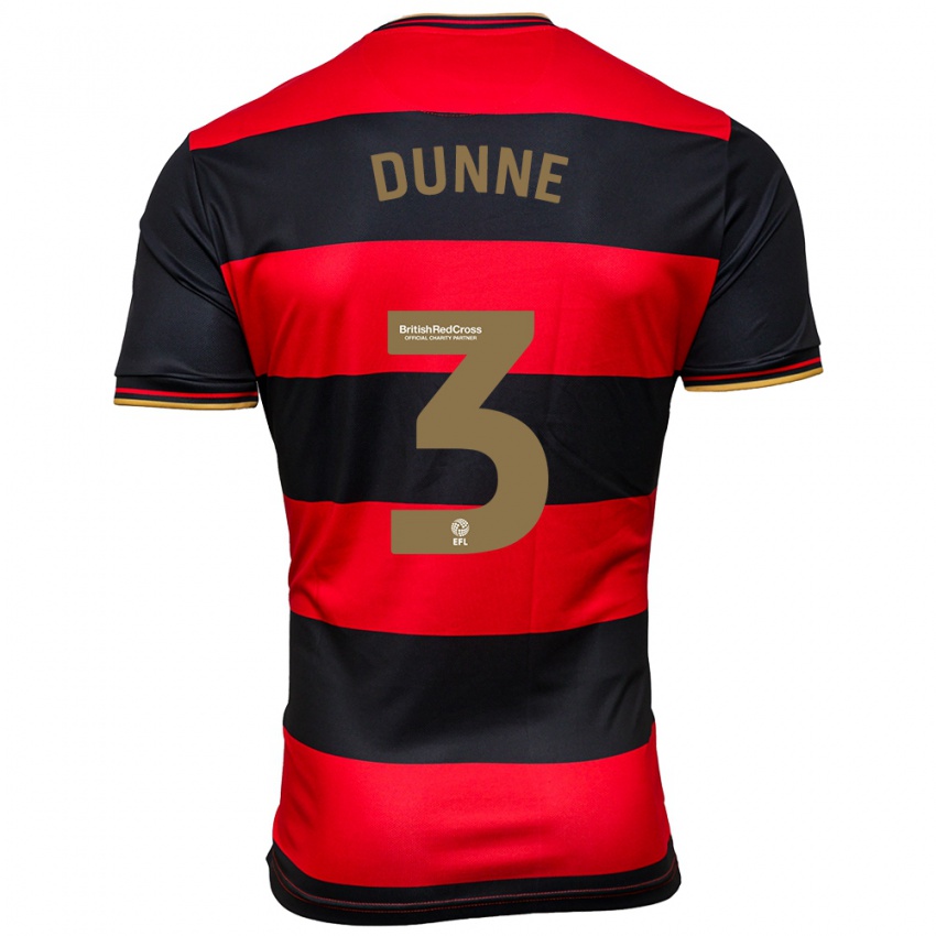 Børn Jimmy Dunne #3 Sort Rød Udebane Spillertrøjer 2023/24 Trøje T-Shirt