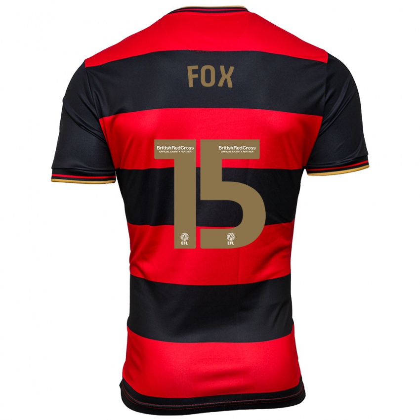 Børn Morgan Fox #15 Sort Rød Udebane Spillertrøjer 2023/24 Trøje T-Shirt