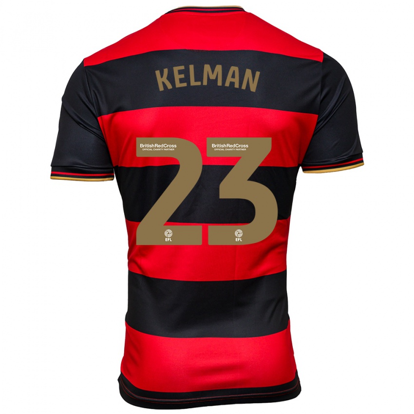 Børn Charlie Kelman #23 Sort Rød Udebane Spillertrøjer 2023/24 Trøje T-Shirt