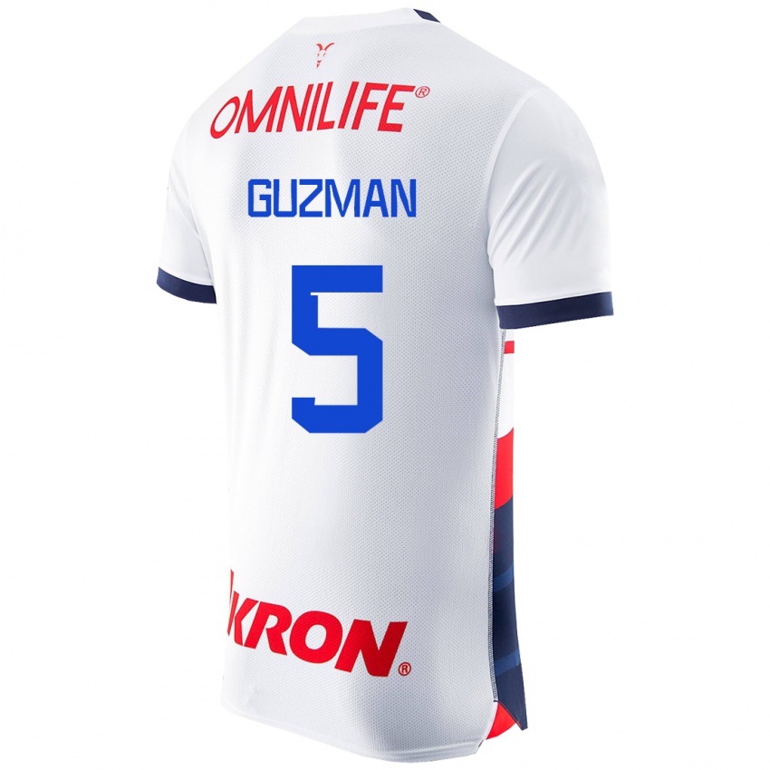 Børn Víctor Guzmán #5 Hvid Udebane Spillertrøjer 2023/24 Trøje T-Shirt