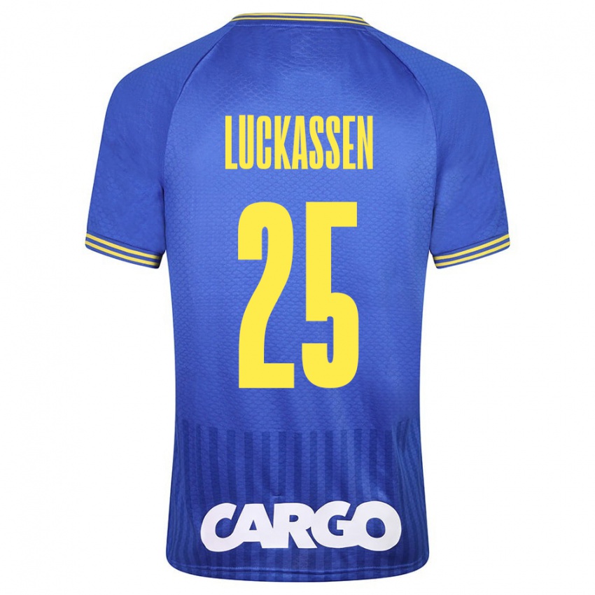 Børn Derrick Luckassen #25 Blå Udebane Spillertrøjer 2023/24 Trøje T-Shirt